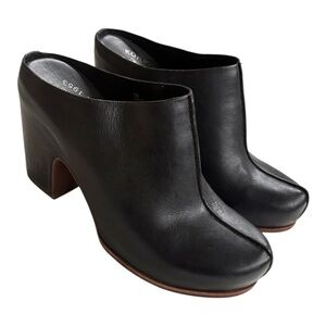 EUC Kork-Ease Leather Sagano Heeled Clog Black Size 7 Retail $200.00